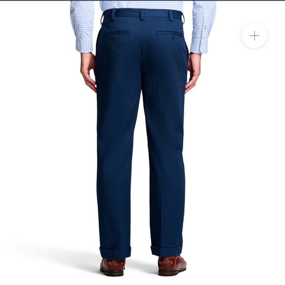 NWT Men's IZOD American Chino Double Pleat Classic Fit Chino Pants Navy 33W 32L - Picture 3 of 12